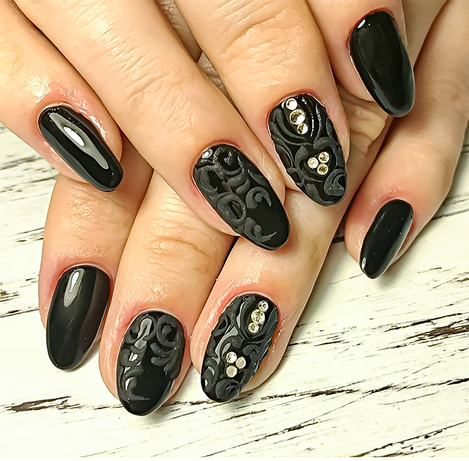 Black nails art manicure